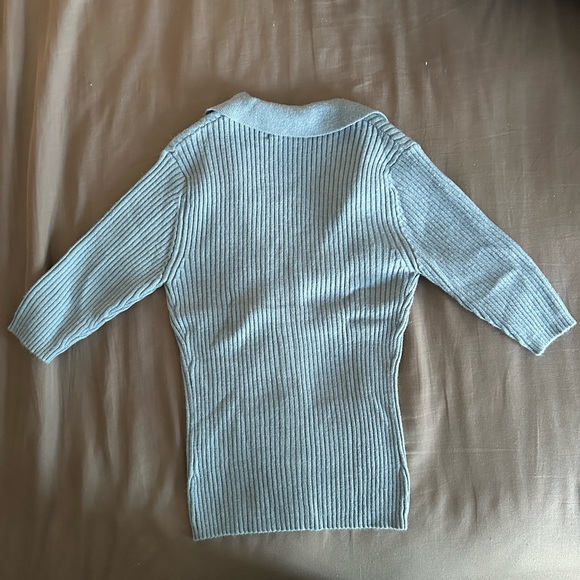 Oak and Fort ribbed v neck cardigan in blue size XS - Picture 2 of 2